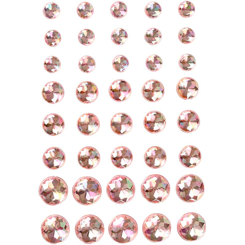 Rhinestones, size 6+8+10 mm, pink, 40 pc