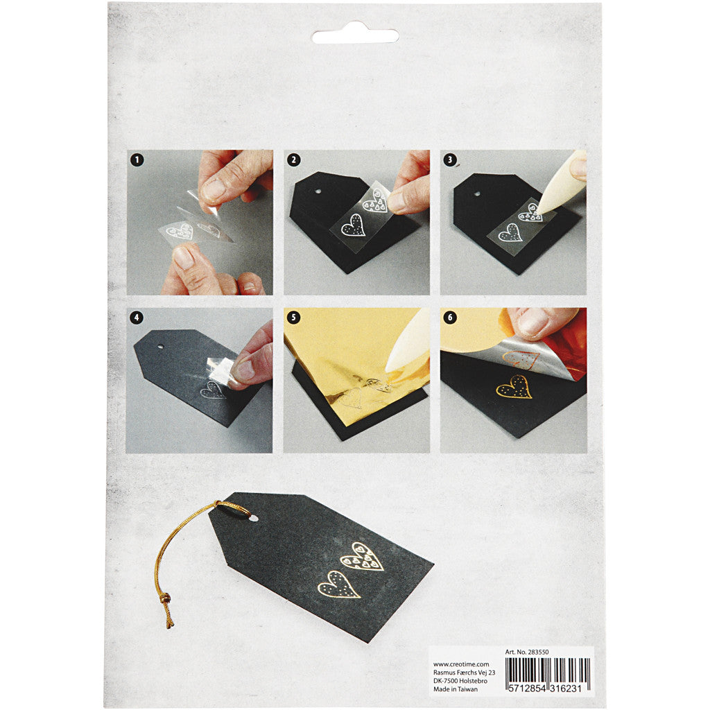 Dekofolie mit Transferblatt, Blumen, Blatt 15x15 cm, Gold, Grün, 2x2 Bl./ 1 Pck [HOB-283550]