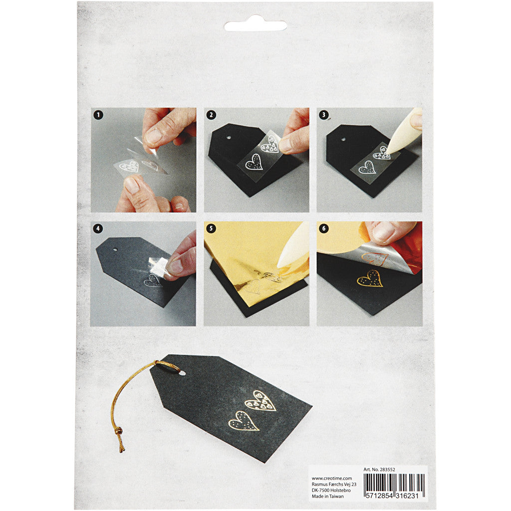 Dekofolie mit Transferblatt, Herzen und Liebe, Blatt 15x15 cm, Rot, 2x2 Bl./ 1 Pck [HOB-283552]