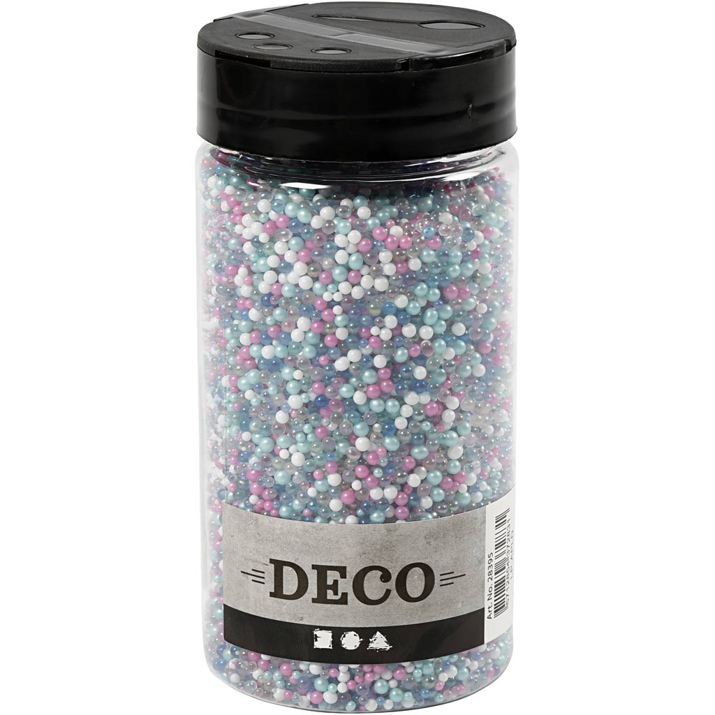 Mini Beads - Sortiment, Größe 0,6-0,8+1,5-2+3 mm, Pastellfarben, 600g/ 1 Dose [HOB-28395]