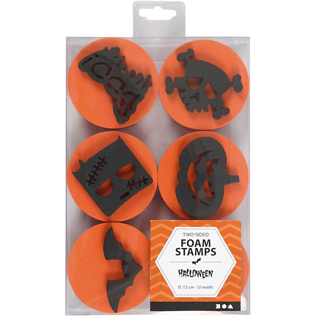 Moosgummi-Stempel, Halloween, D 7,5 cm, Dicke 2,5 cm, 6 Stk/ 1 Pck [HOB-28553]