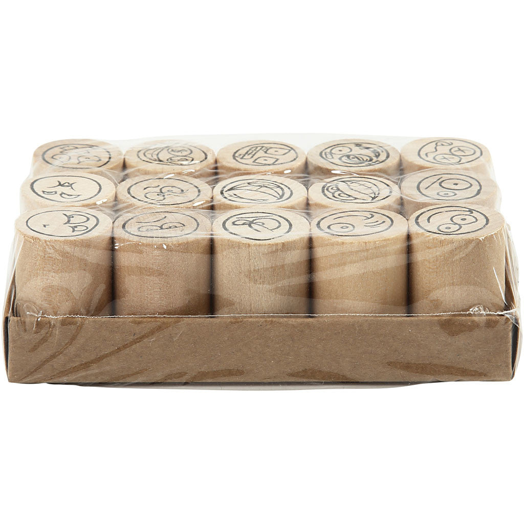 Deco Art-Stempel, Smiley, H 26 mm, D 20 mm, 15 Stk/ 1 Pck [HOB-28581]