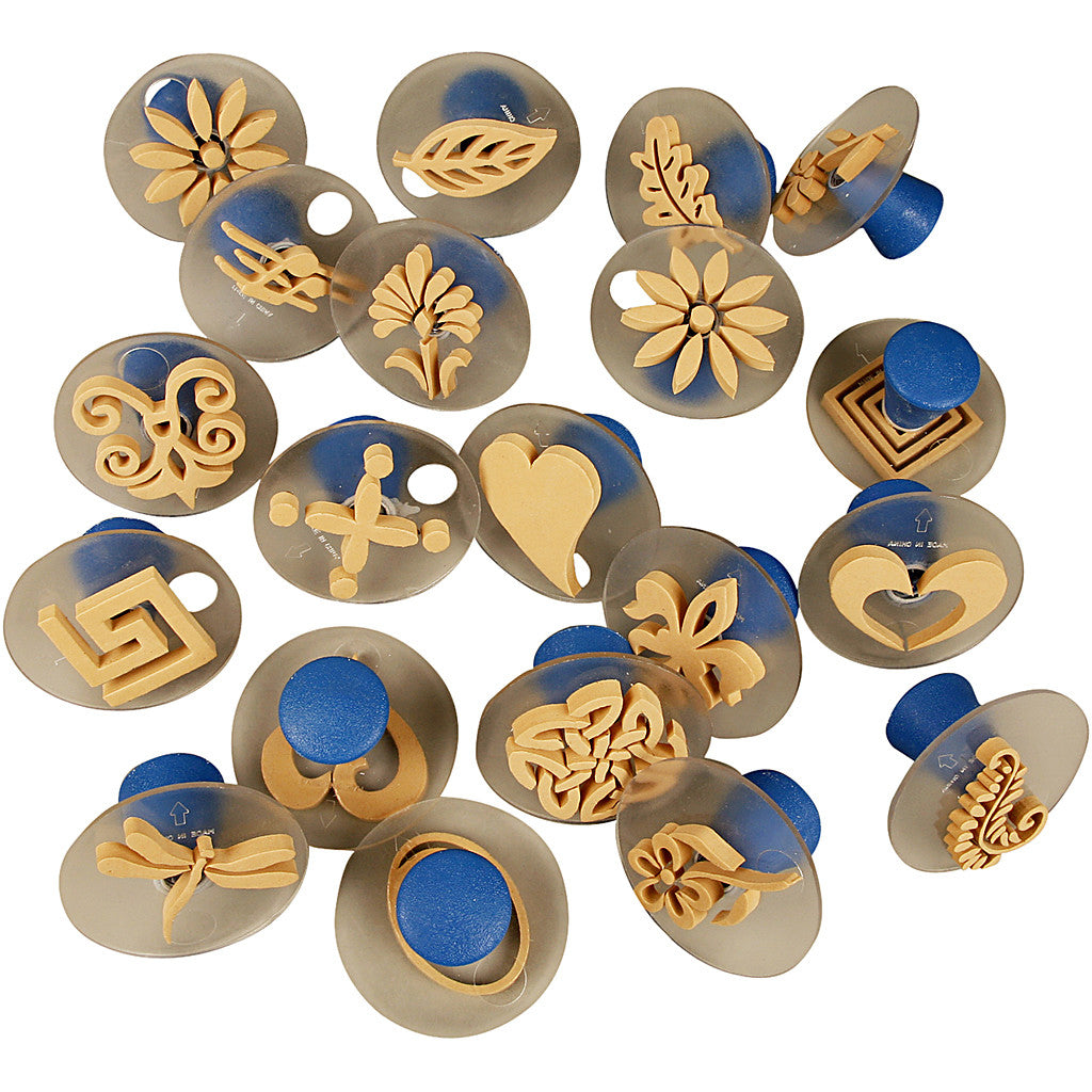 Schaumstoff-Stempel mit Griff, Größe 3-6 cm, 20 Stk/ 1 Pck [HOB-28590]