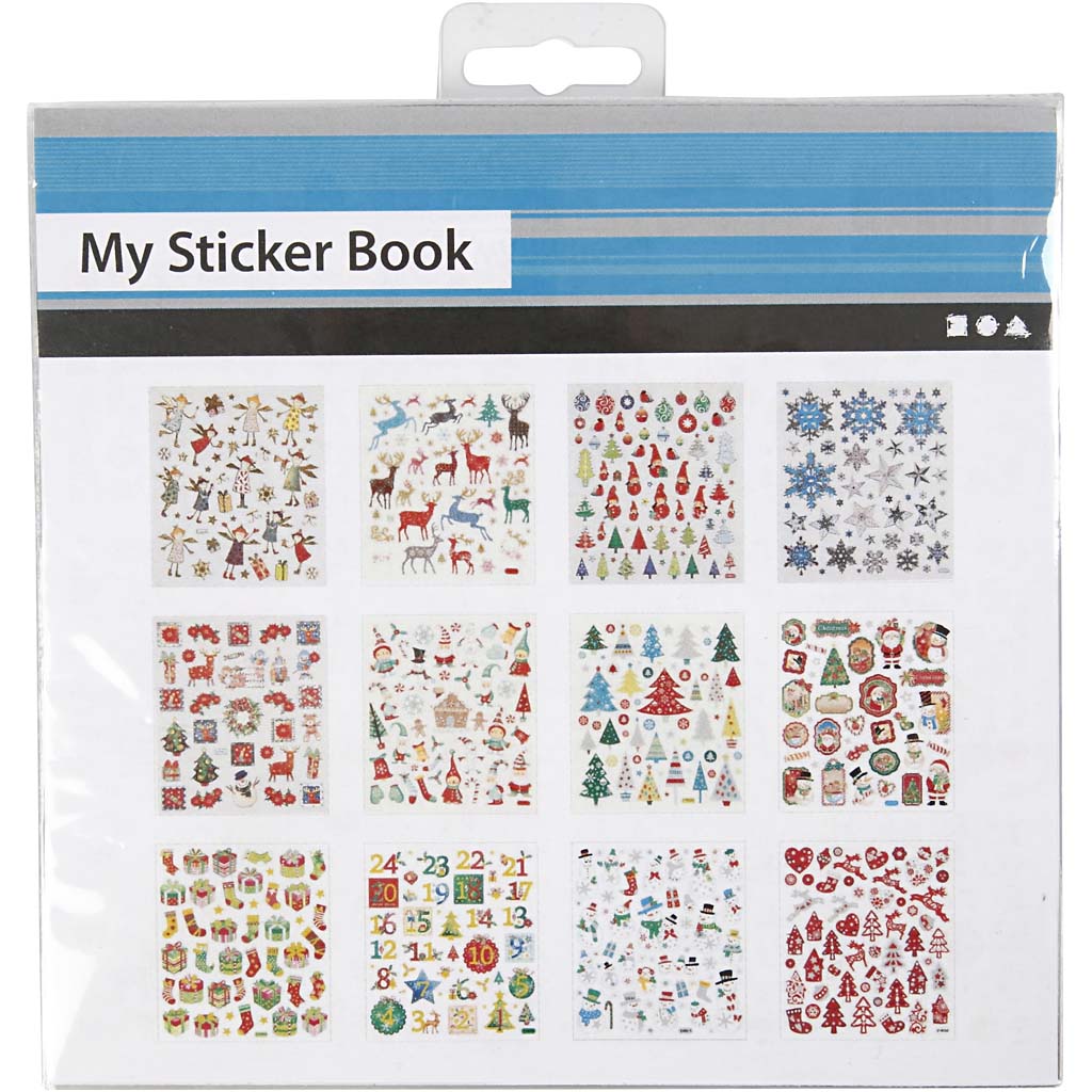 Stickerbuch, Weihnachten, Blatt 15x16,5 cm, ca. 584 Stk, 12 Bl./ 1 Pck [HOB-28969]