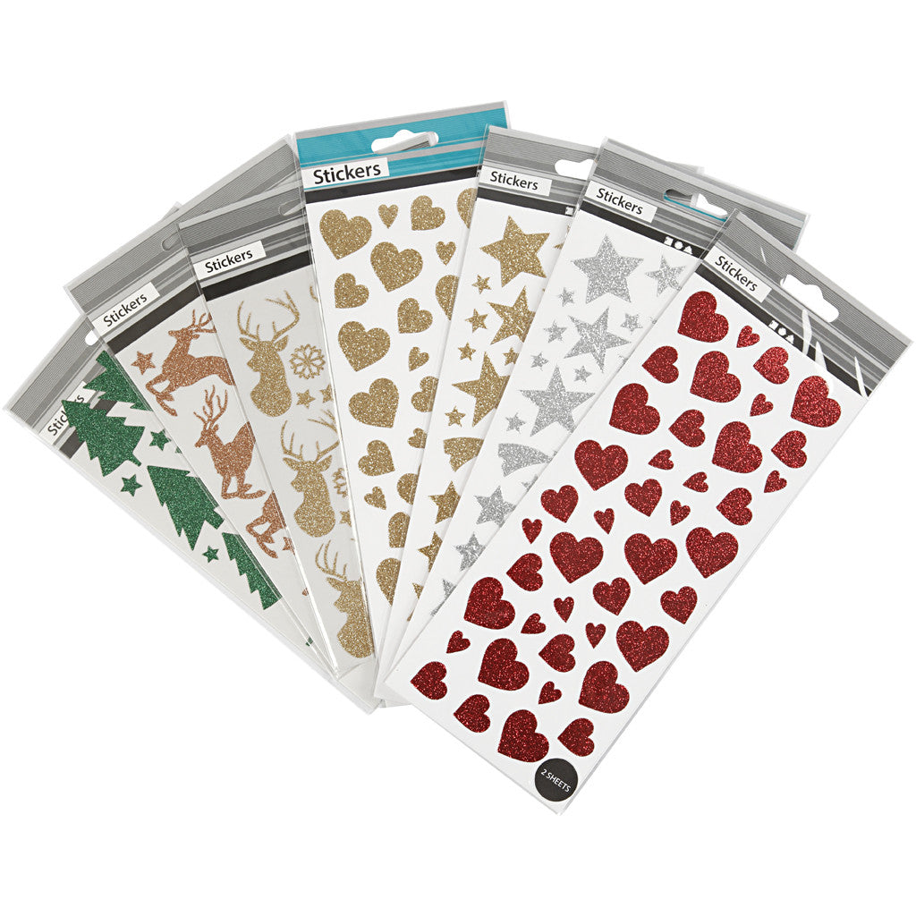 Glitzeraufkleber, Blatt 10x24+12x18,5 cm, 8 Bl./ 1 Pck [HOB-29113]