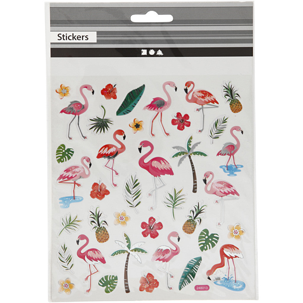 Sticker, Flamingo, Blatt 15x16,5 cm, ca. 37 Stk, 1 Bl. [HOB-29138]