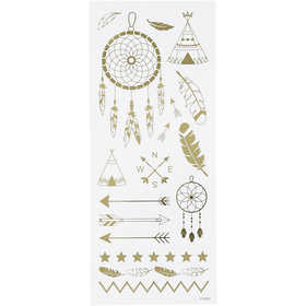 Sticker 'Thank you', Indianer-Motive, Blatt 10x24 cm, ca. 17 Stk, Gold, 1 Bl. [HOB-29145]