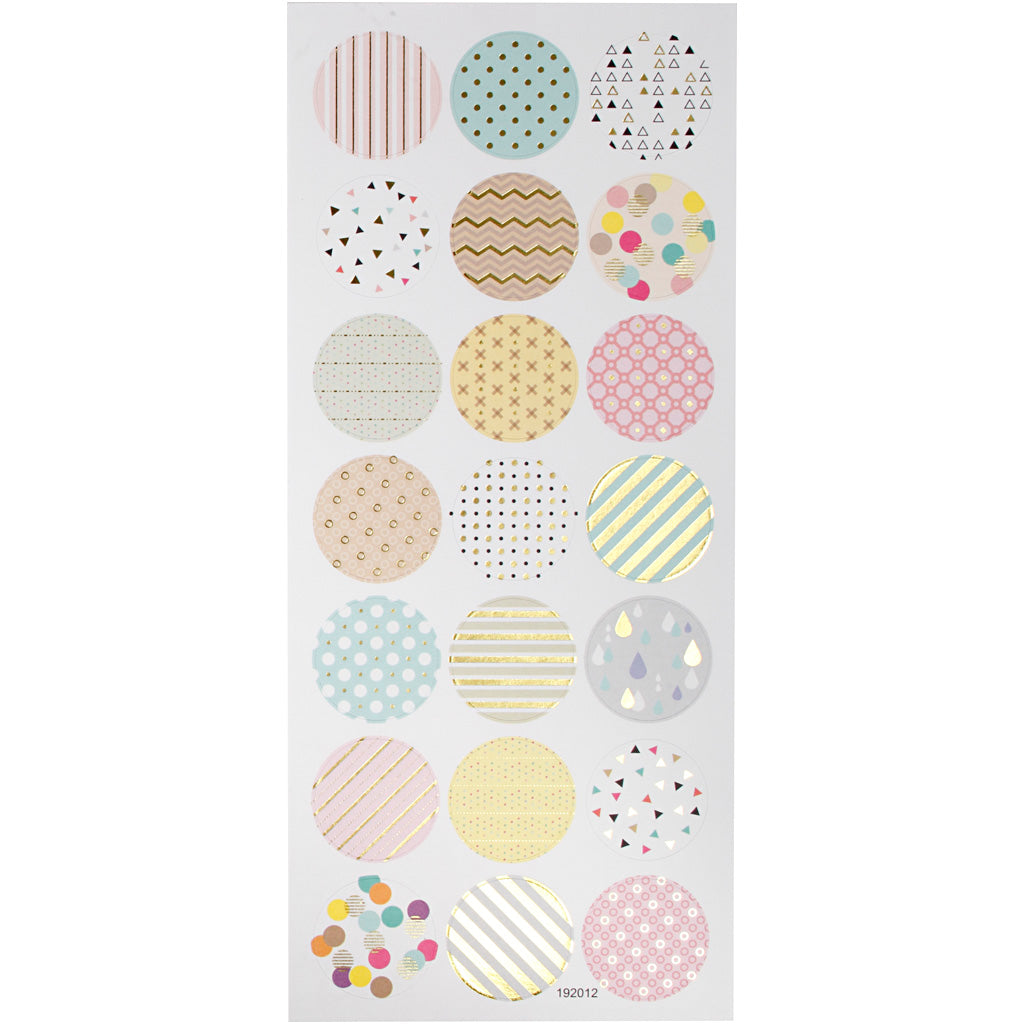 Stickers, pastels, sheet 10x23 cm, ca. 21 pc, 1 sheet