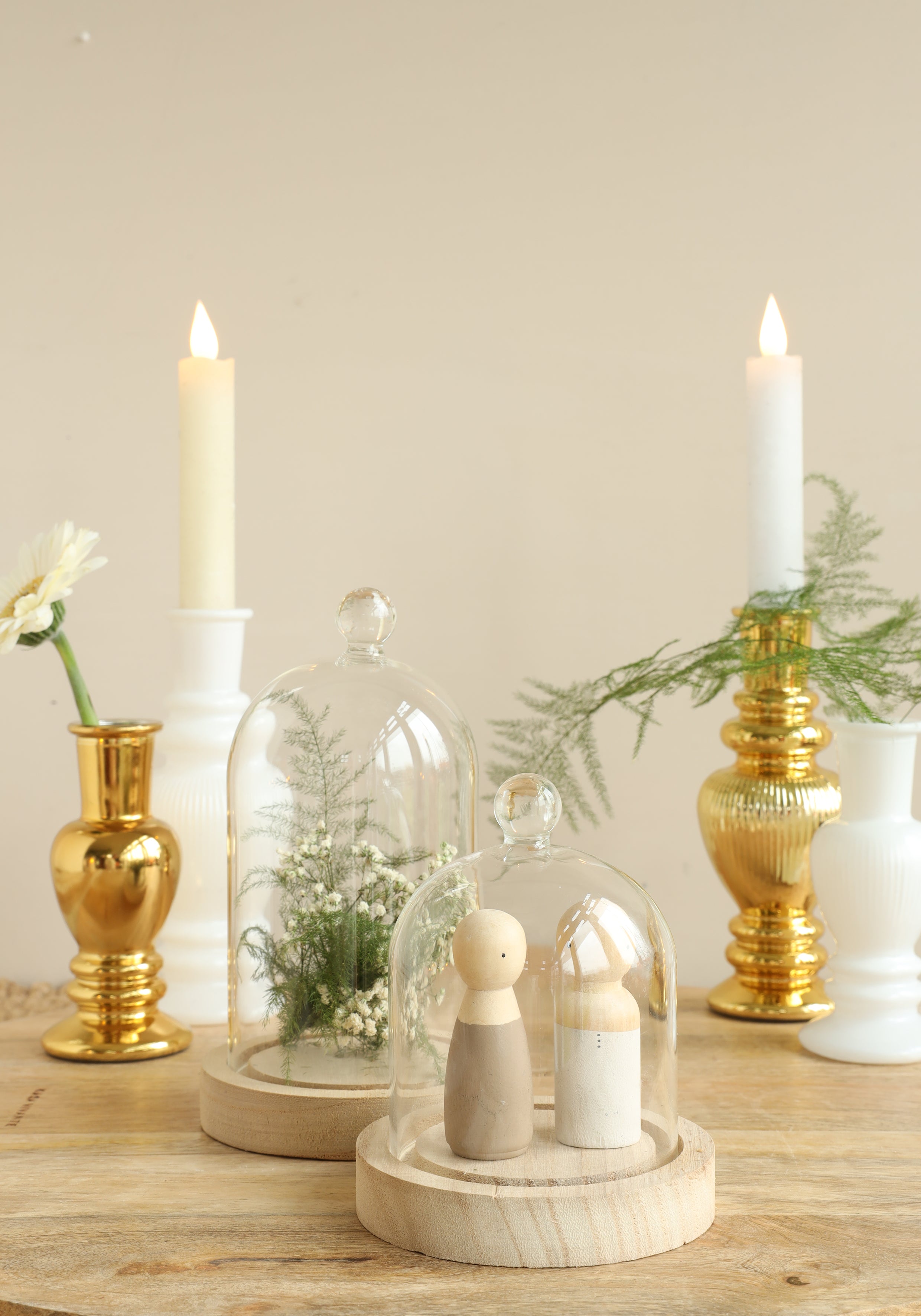 Glashaube mit Glasknopf mit Holzsockel Ø10 h.12 cm (1 Stk.) [IFS-29311]