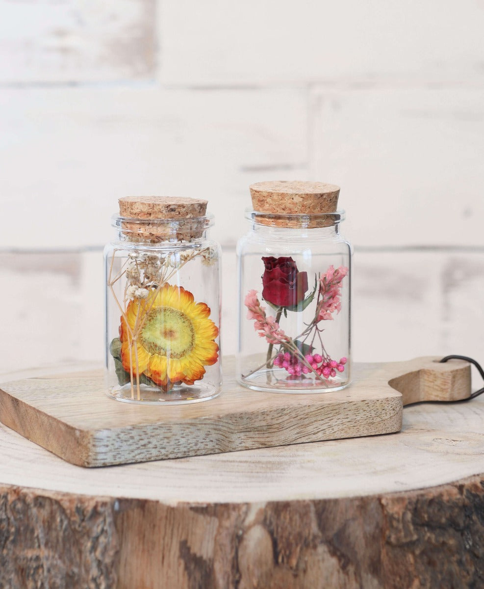 Glasröhrchen mit zwei Trockenblumen Ø4.5cm (12 Stück) [IFS-29345]