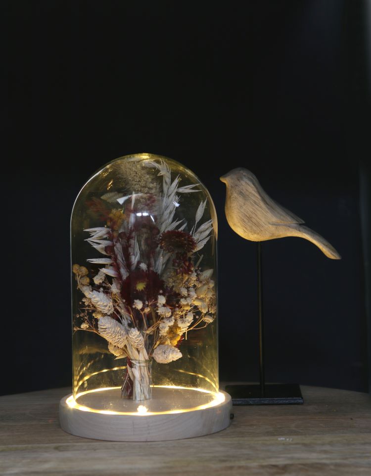 Glas-LED-Stolpersteine mit Holzsockel Ø14cm (1 Stück) [IFS-29494]