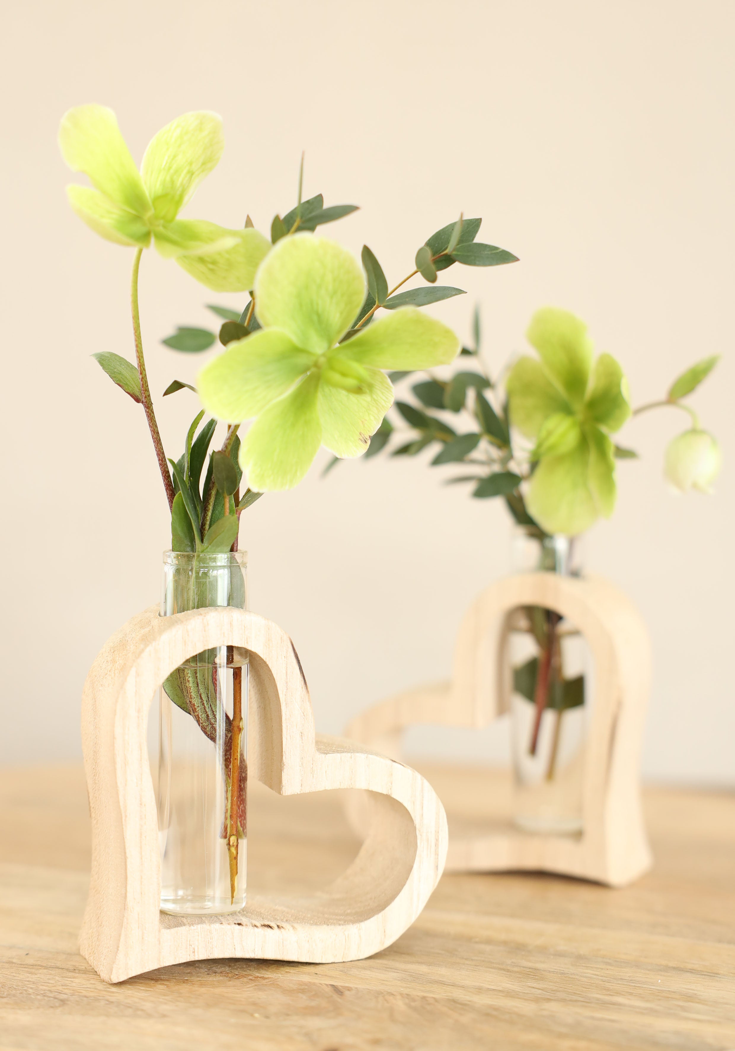 Holzherz mit Reagenzglas 10 x 5 h.11 cm (6 Stk.) [IFS-29638]