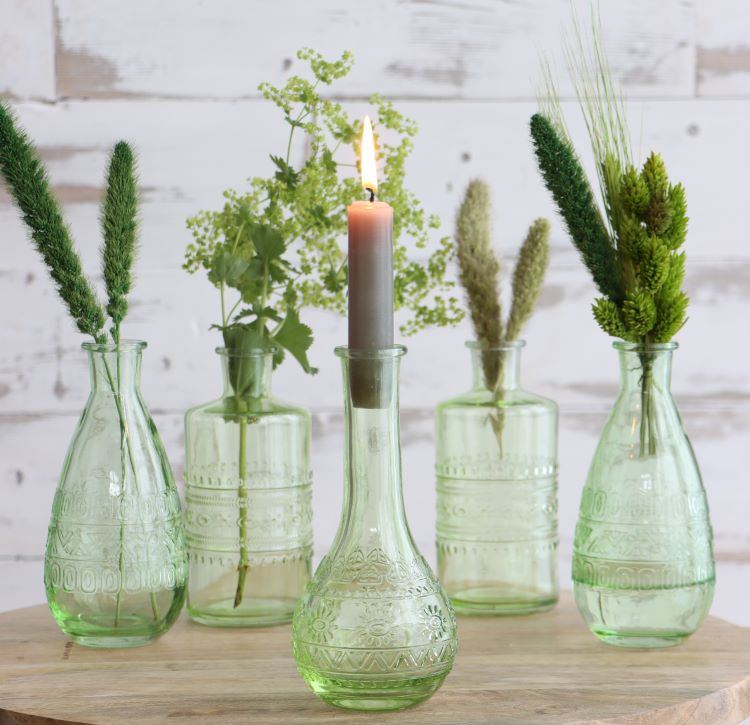 Blumenvasen Paris Ø7.5cm | H: 16cm Grün (12 Stück) [IFS-29725]