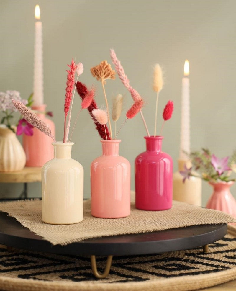 Glasflasche Ø7 h: 12 cm Assorti Rosa (12 Stück) [IFS-29806]