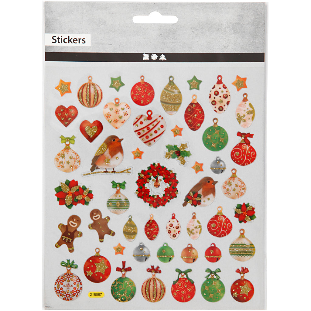 Sticker, Weihnachtsmotive, Blatt 15x16,5 cm, ca. 50 Stk, 1 Bl. [HOB-298931]