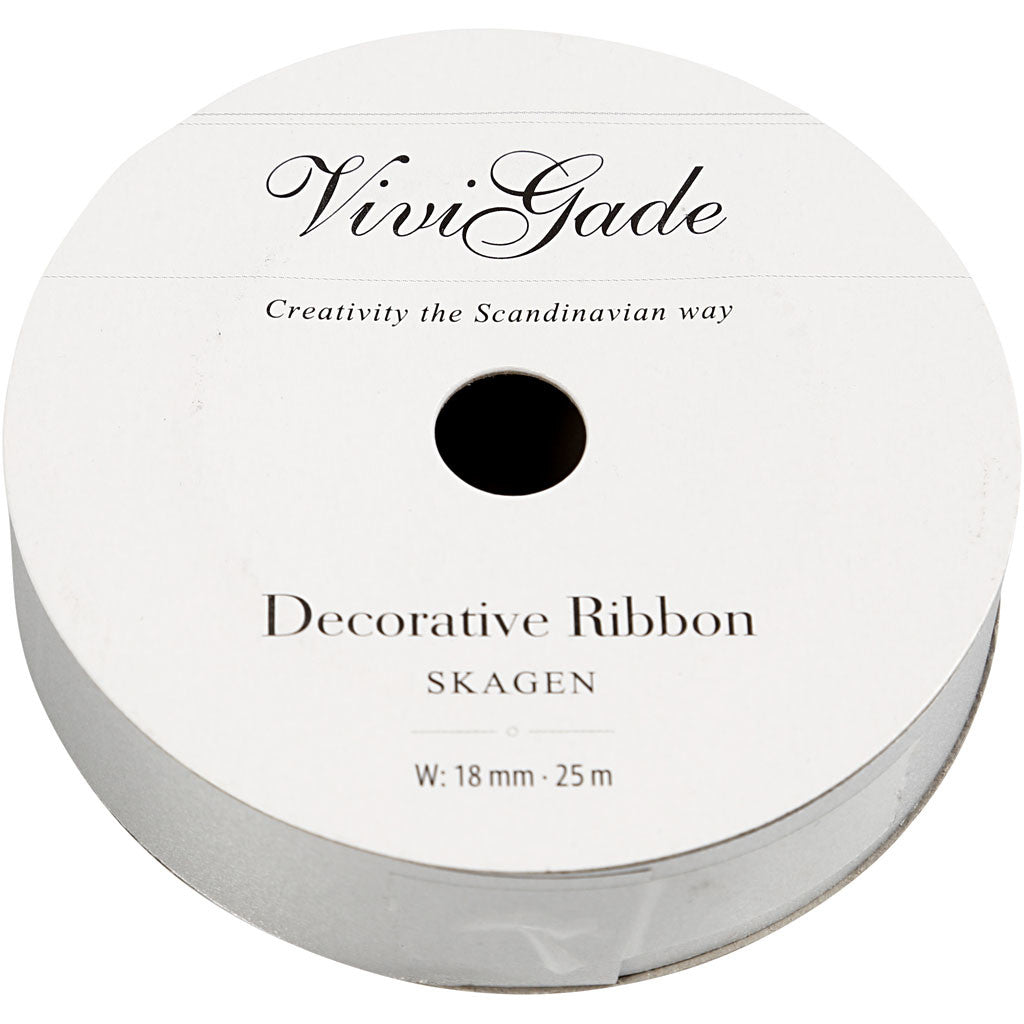 Kräuselband, B 18 mm, Matt, Silber, 25 m/ 1 Rolle [HOB-20021]