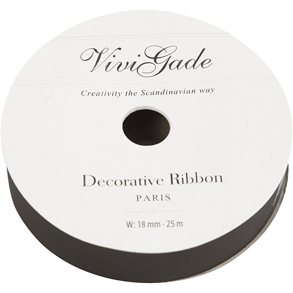 Kräuselband, B 18 mm, Matt, Schwarz, 25 m/ 1 Rolle [HOB-20022]