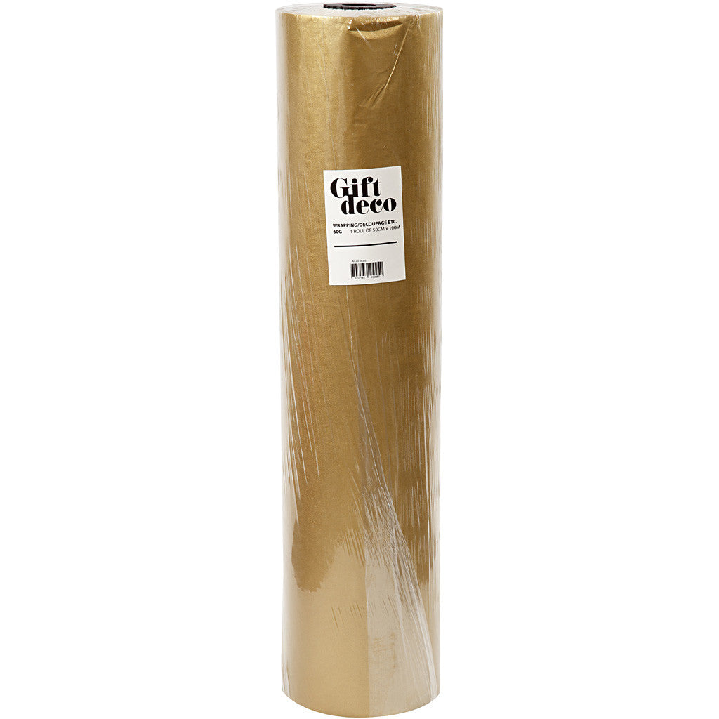Geschenkpapier , B 50 cm, 60 g, Gold, 100 m/ 1 Rolle [HOB-20282]