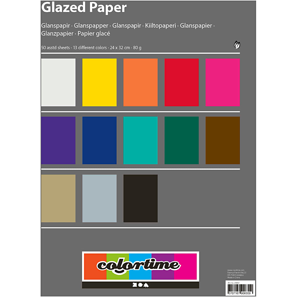 Glanzpapier, Blatt 24x32 cm, 80 g, Sortierte Farben, 50 Bl./ 1 Pck [HOB-20467]