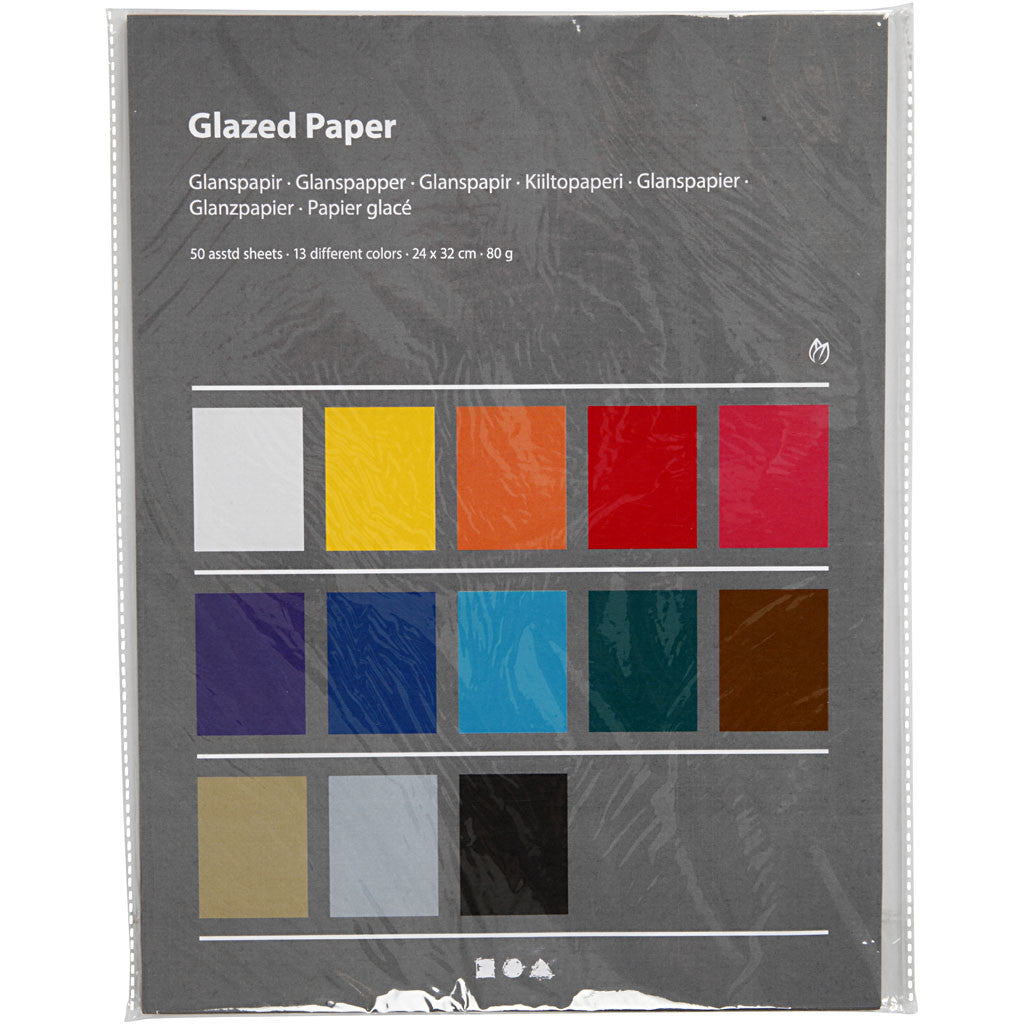 Glanzpapier, Blatt 24x32 cm, 80 g, Sortierte Farben, 50 Bl./ 1 Pck [HOB-20467]