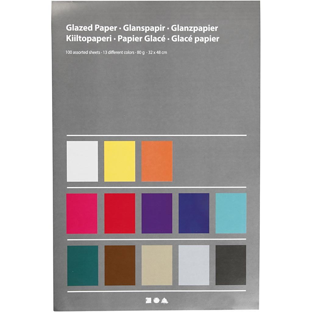 Glanzpapier, Blatt 32x48 cm, 80 g, Sortierte Farben, 100 Bl./ 1 Pck [HOB-20468]