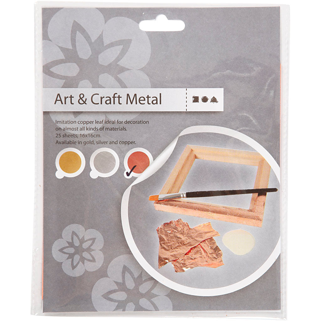 Blattmetall, Blatt 16x16 cm, Kupfer, 0,625 m2, 25 Bl./ 1 Pck [HOB-20485]