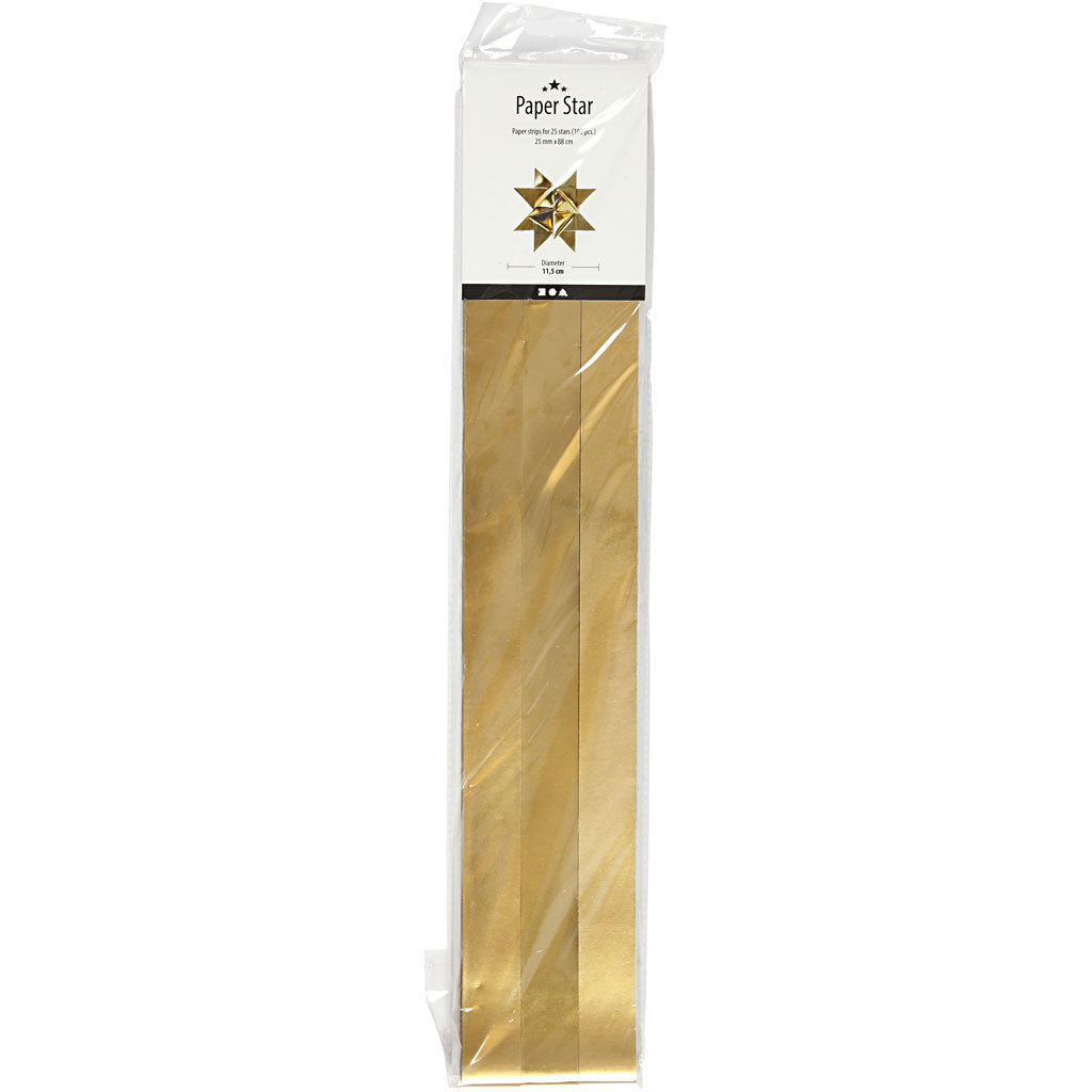 Papierstreifen für Sterne, L 73 cm, D 11,5 cm, B 25 mm, Gold, 100 Streifen/ 1 Pck [HOB-20724]