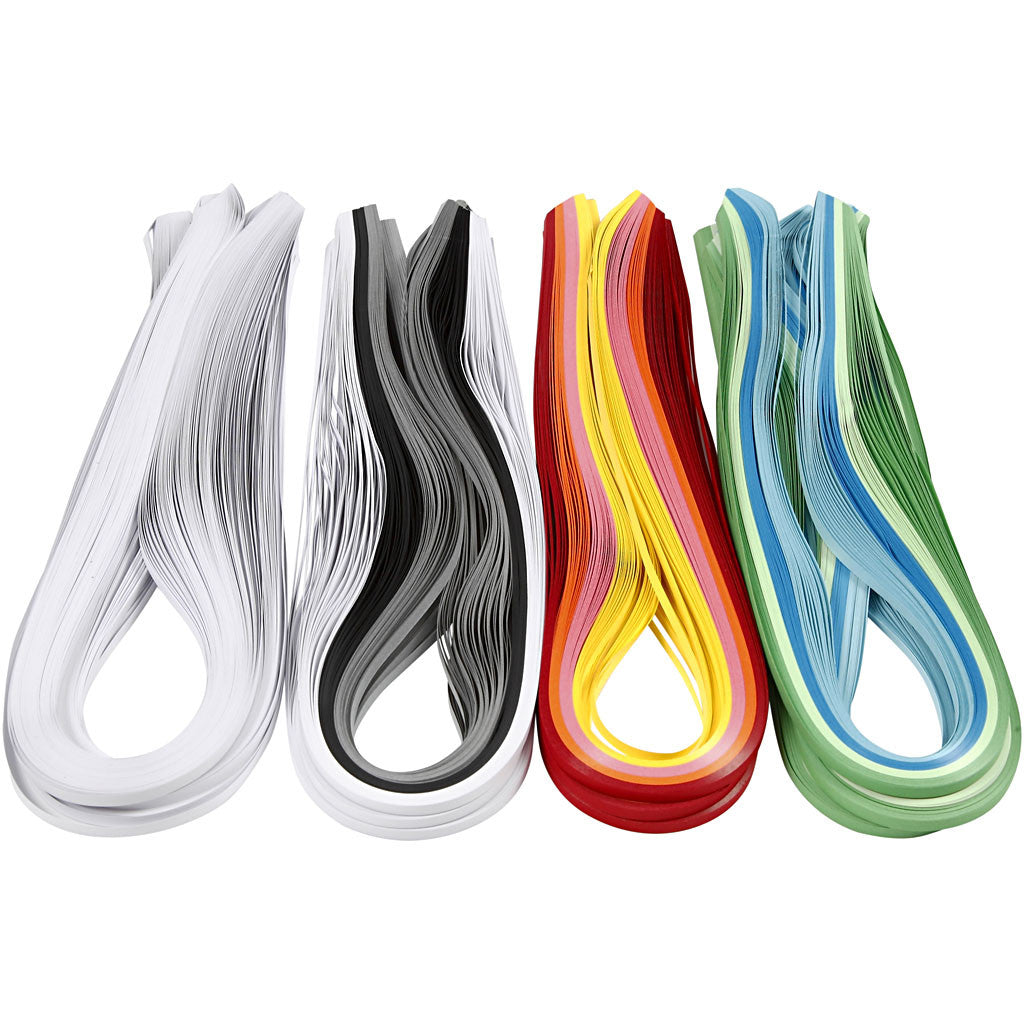 Quilling-Streifen, L 78 cm, B 5 mm, 120 g, Sortierte Farben, 12x100 Stk/ 1 Pck [HOB-20799]