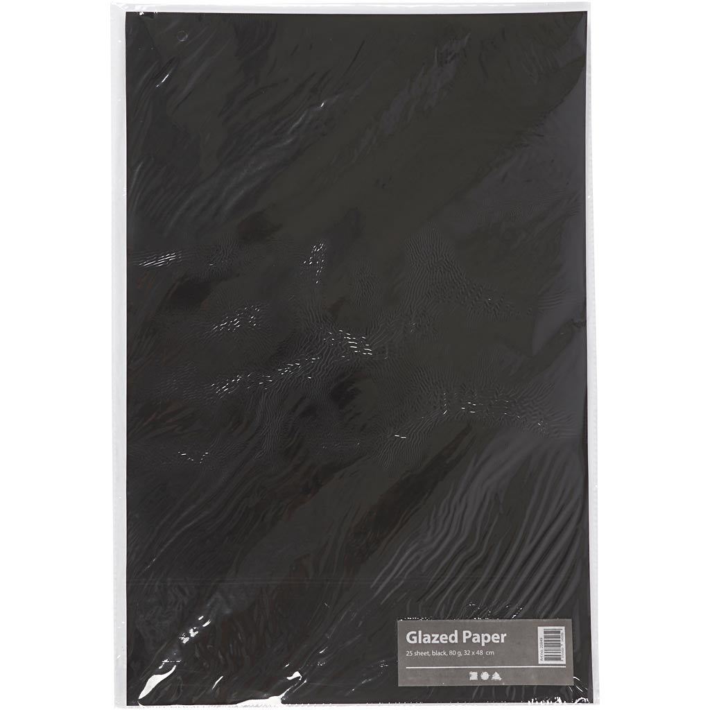 Glanzpapier, Blatt 32x48 cm, 80 g, Schwarz, 25 Bl./ 1 Pck [HOB-20849]