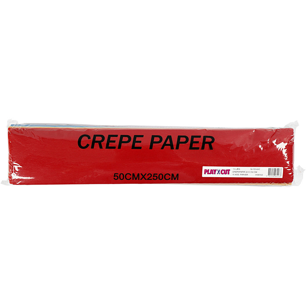 Krepppapier, L 2,5 M, B 50 cm, 22 g, Sortierte Farben, 15 Lage/ 1 Pck [HOB-209020]