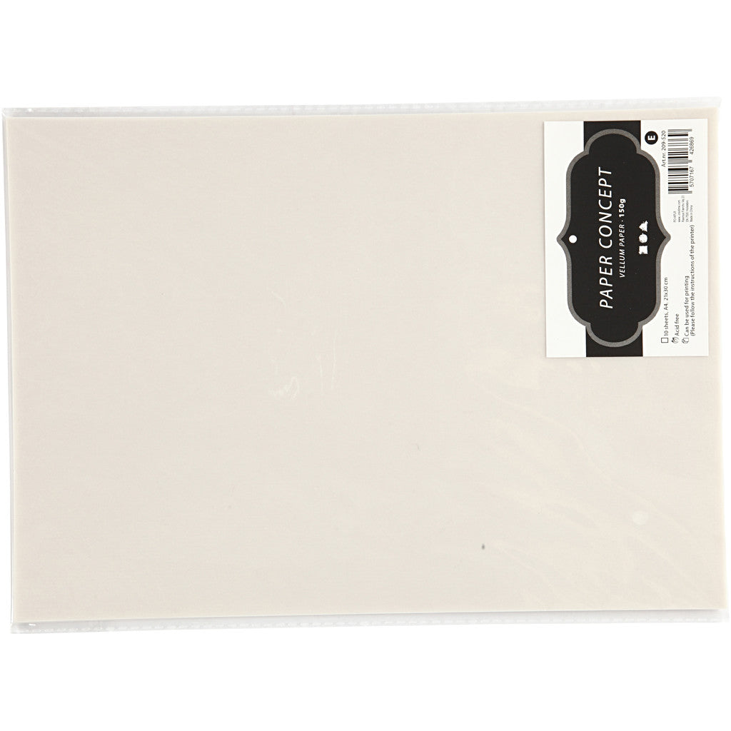 Pergamentpapier, A4, Blatt 210x297 mm, 150 g, Hellgrau, 10 Bl./ 1 Pck [HOB-209520]