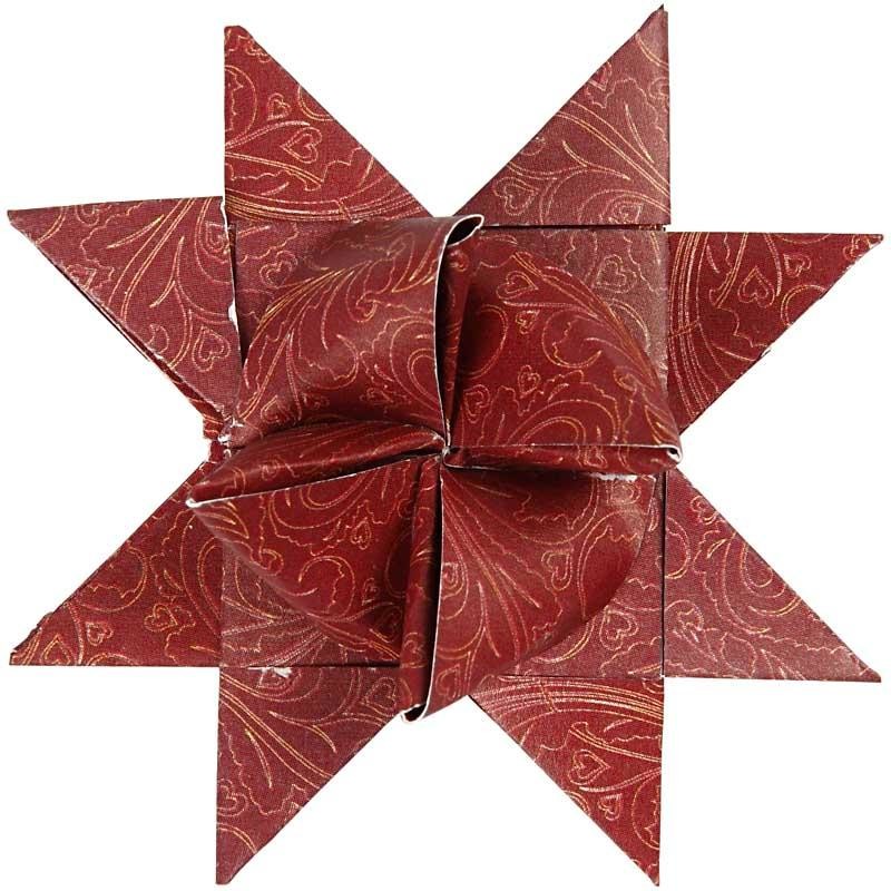 Papierstreifen für Fröbelsterne, L 44+78 cm, D 6,5+11,5 cm, B 15+25 mm, Rot, Weiß, 60 Streifen/ 1 Pck [HOB-22248]