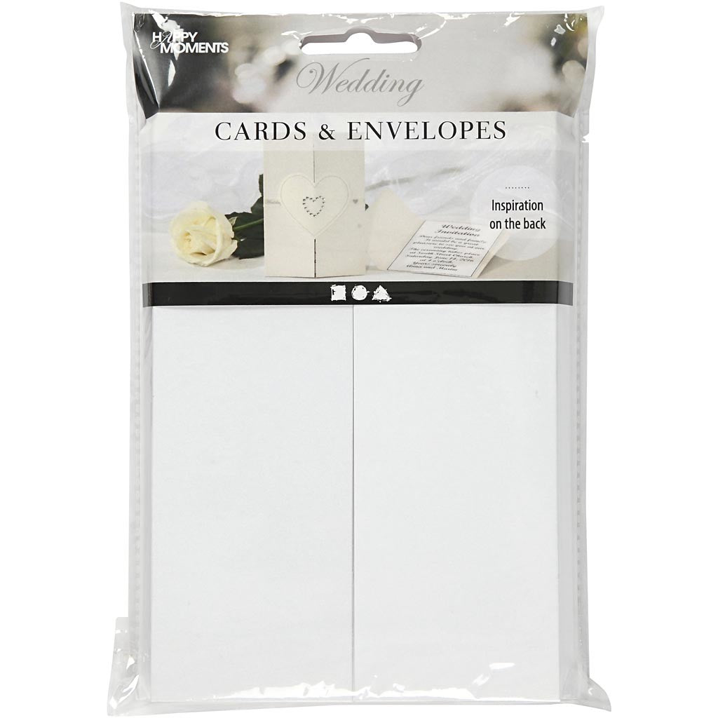 Perlglanz-Karte & Umschlag, Kartengröße 10,5x15 cm, Umschlaggröße 11,5x16,5 cm, 230+120 g, Weiß, 10 Set/ 1 Pck [HOB-23044]