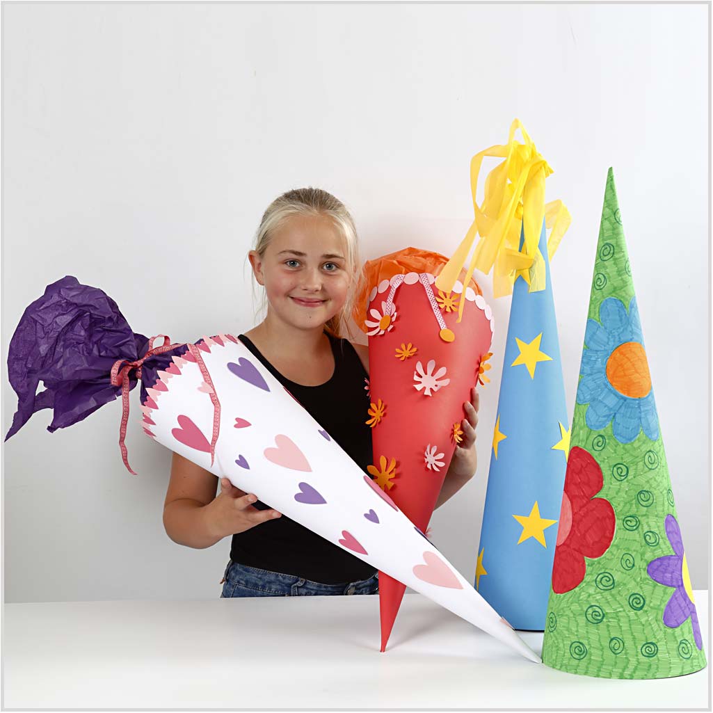 Kegel, H 68 cm, D 20 cm, Weiß, 5 Stk/ 1 Pck [HOB-23315]