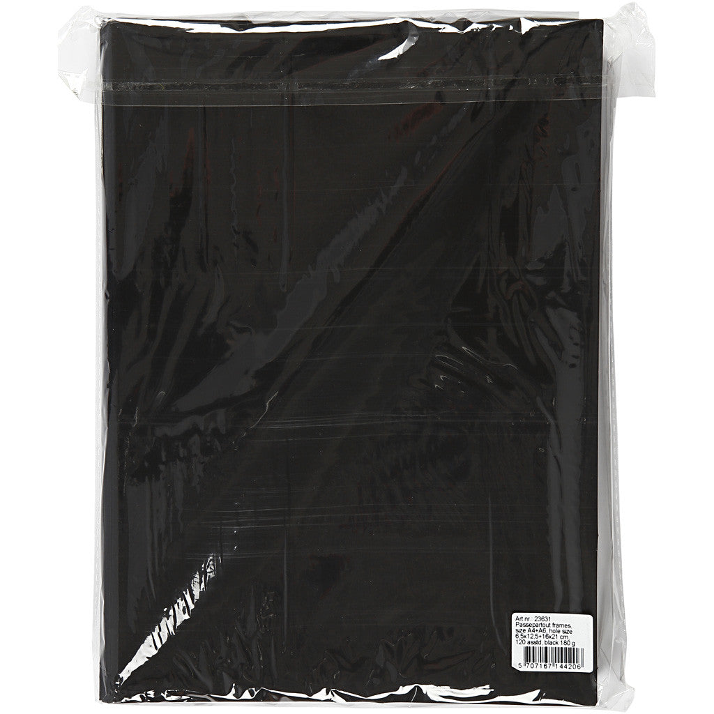 Passepartout-Rahmen, Größe A4+A6, 180 g, Schwarz, 2x60 Stk/ 1 Pck [HOB-23631]