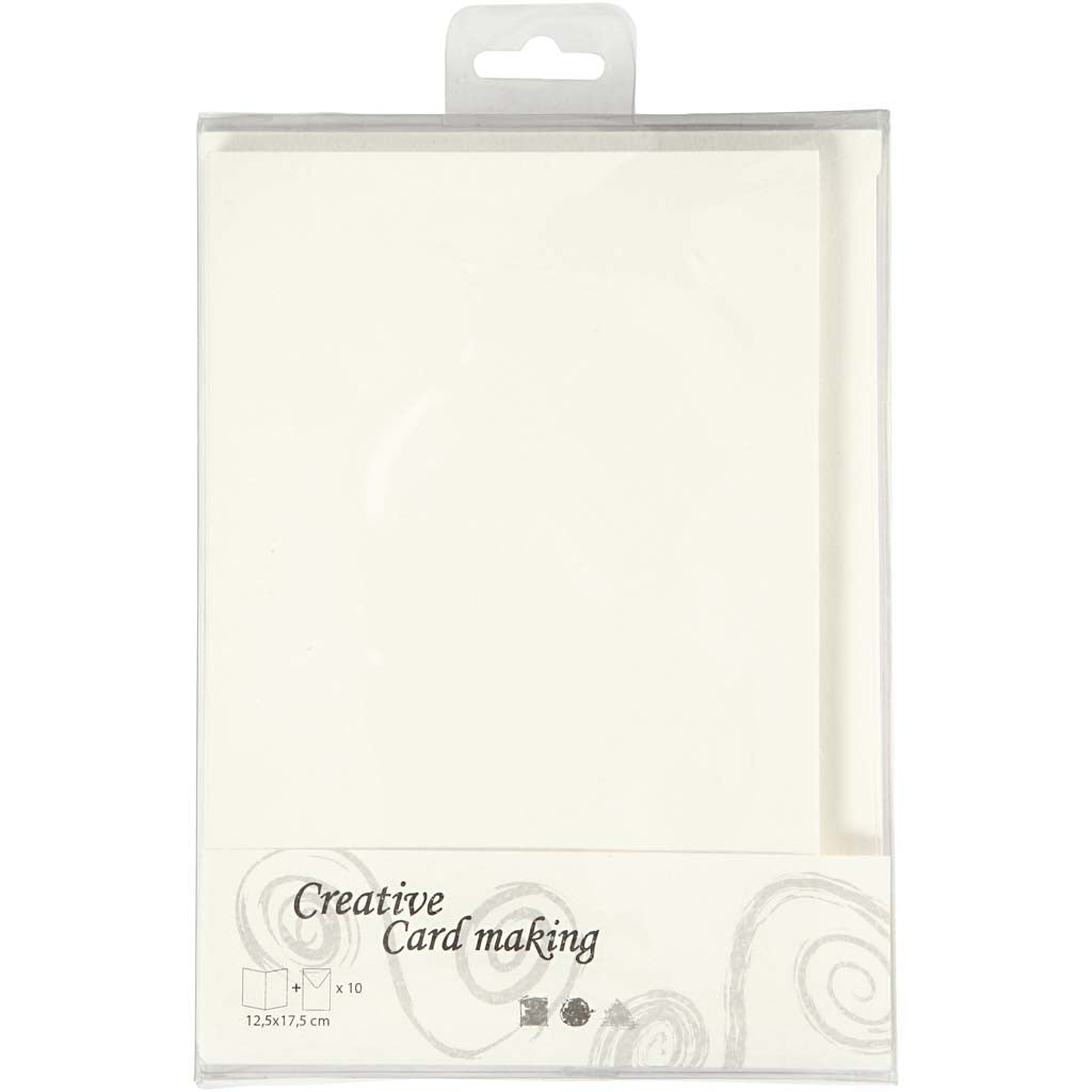 Karten & Kuverts, Kartengröße 12,5x17,5 cm, Umschlaggröße 14x19 cm, Naturweiß, 10 Set/ 1 Pck [HOB-23706]
