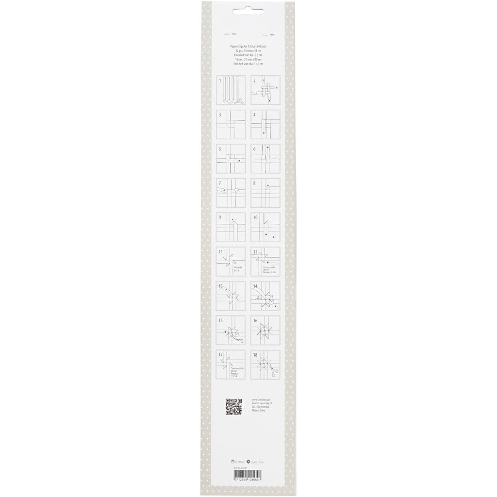 Papierstreifen für Fröbelsterne, L 44+78 cm, D 6,5+11,5 cm, B 15+25 mm, Gold, Weiß, 48 Streifen/ 1 Pck [HOB-24357]