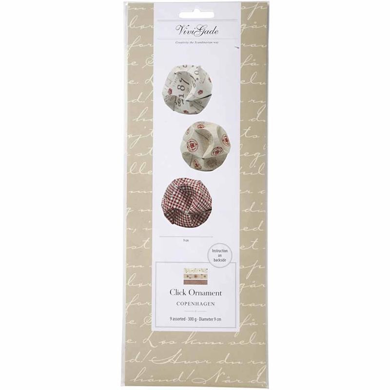 Click Ornaments, D 9 cm, Größe 5,5x28,4 cm, 9 Set/ 1 Pck [HOB-25121]