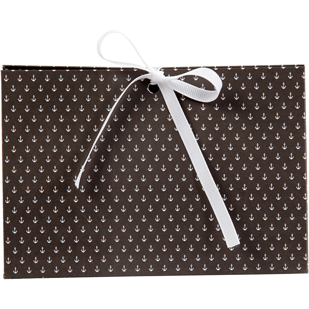 Geschenkverpackung, Anker, Größe 15x7x8 cm, 250 g, Dunkelgrau, Weiß, 3 Stk/ 1 Pck [HOB-25367]