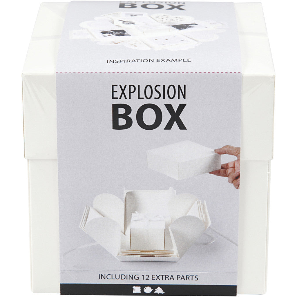 Explosions-Box, Größe 7x7x7,5+12x12x12 cm, Naturweiß, 1 Stk [HOB-25379]