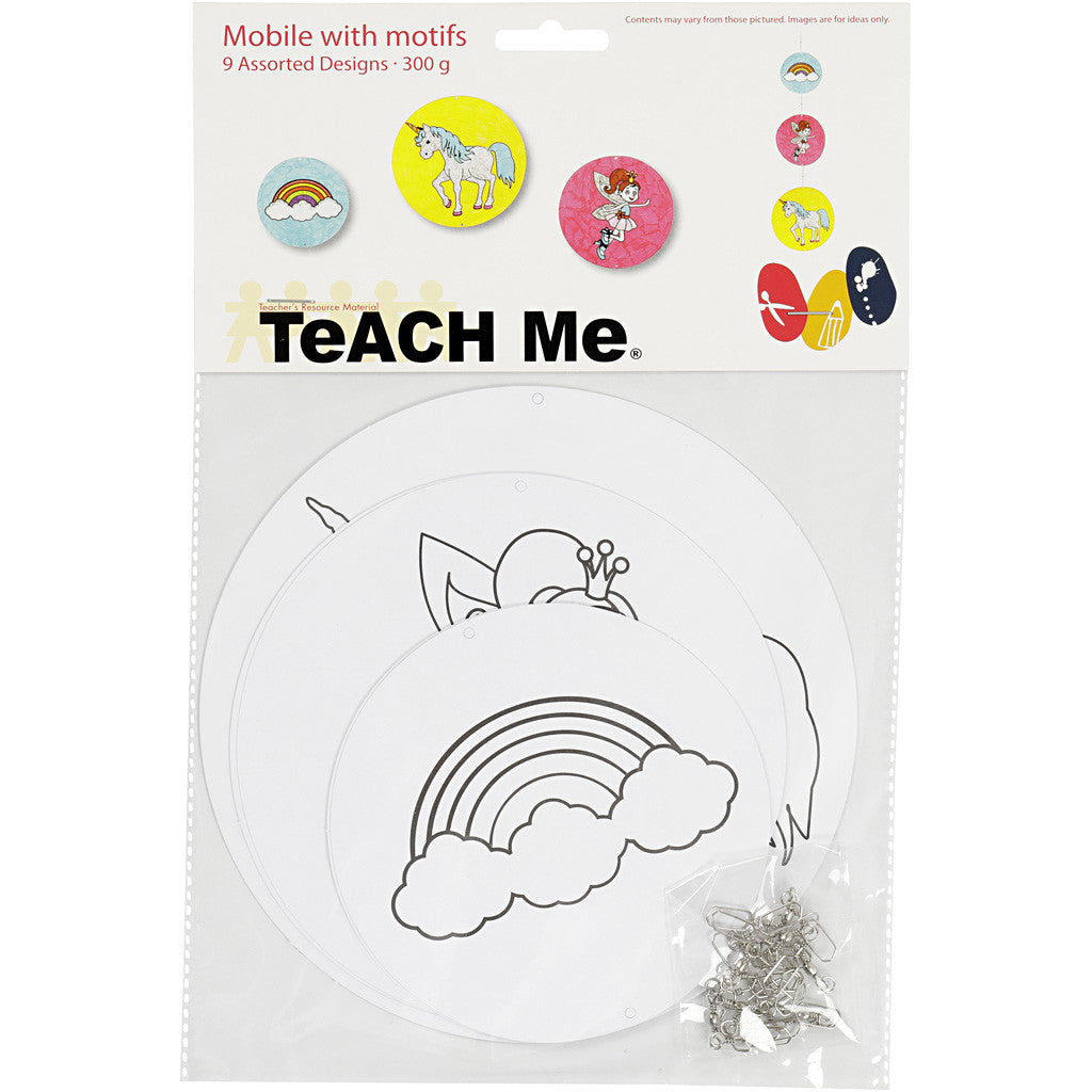 Mobile mit Motivdruck, D 12+15+18 cm, 300 g, Weiß, 3 Set/ 1 Pck [HOB-25459]