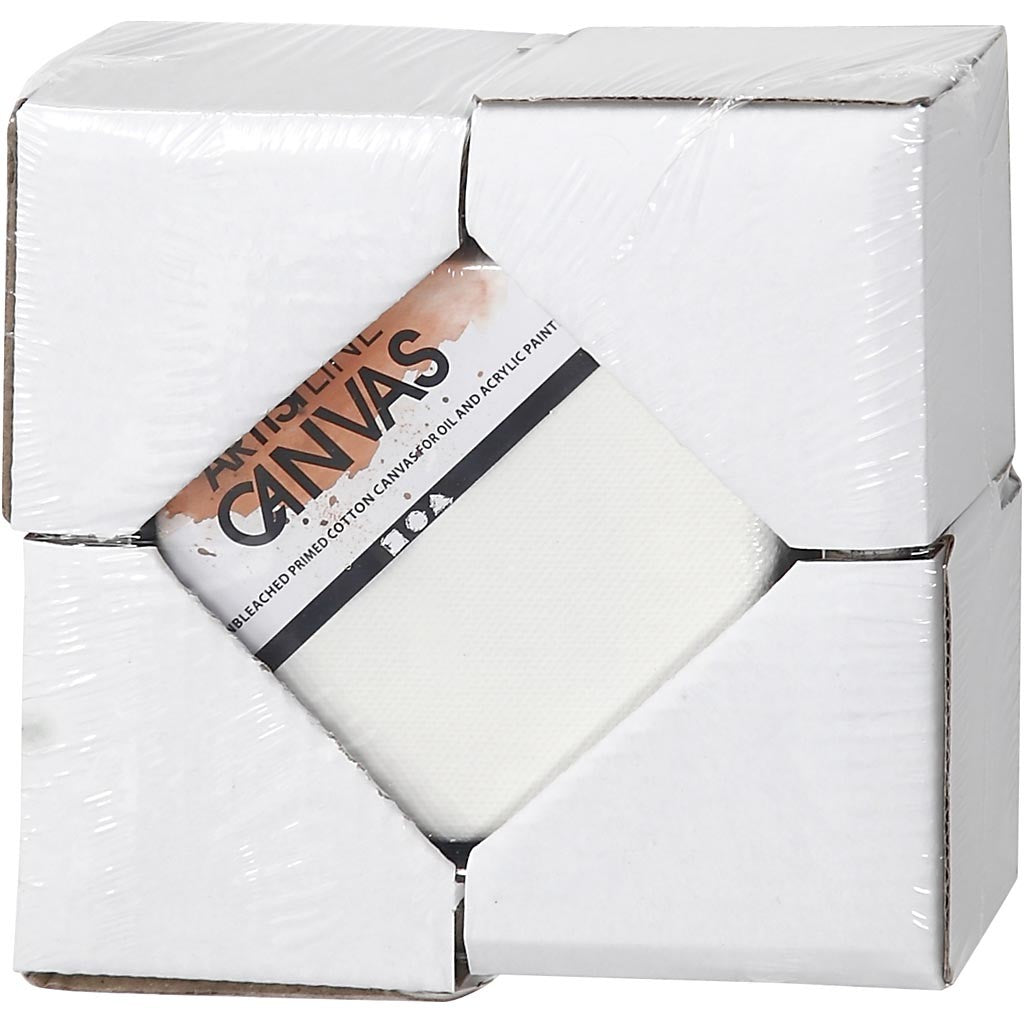 Leinwand mit Holzrahmen, Größe 10x10 cm, 360 g, Weiß, 6 Stk/ 1 Pck [HOB-25750]