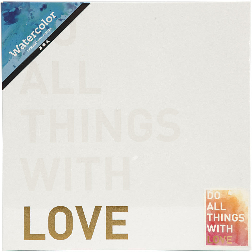 Leinwand - bedruckt mitt Goldmotiven, H 25,4 cm, T 2,54 cm, B 25,4 cm, Weiß, 1 Stk [HOB-25776]