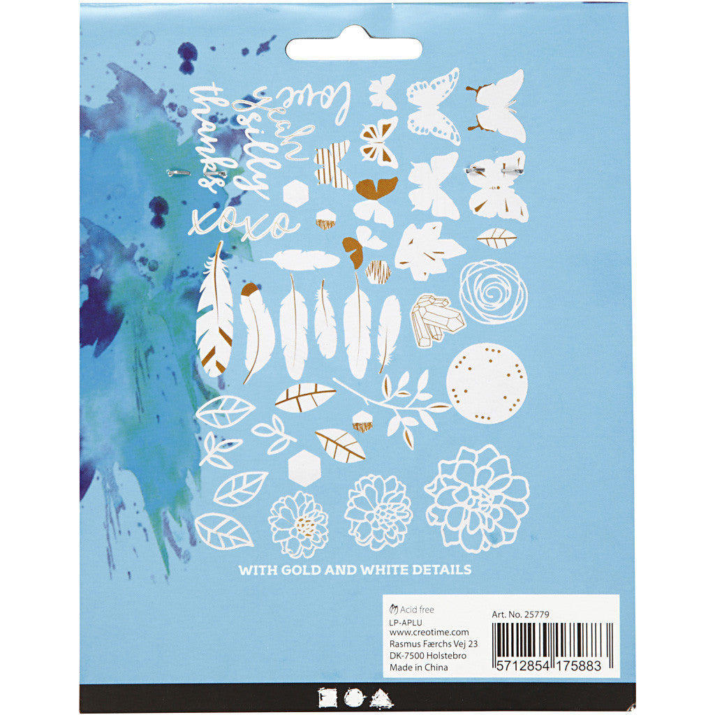 Papier zum Bemalen mit Aquarellfarbe - bedruckt mitt Goldmotiven, Größe 1,5-10 cm, 44 Stk/ 1 Pck [HOB-25779]