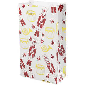 Papiertüten, Nussknacker, H 21 cm, Größe 6x12 cm, Gold, Rot, Weiß, 8 Stk/ 1 Pck [HOB-26297]
