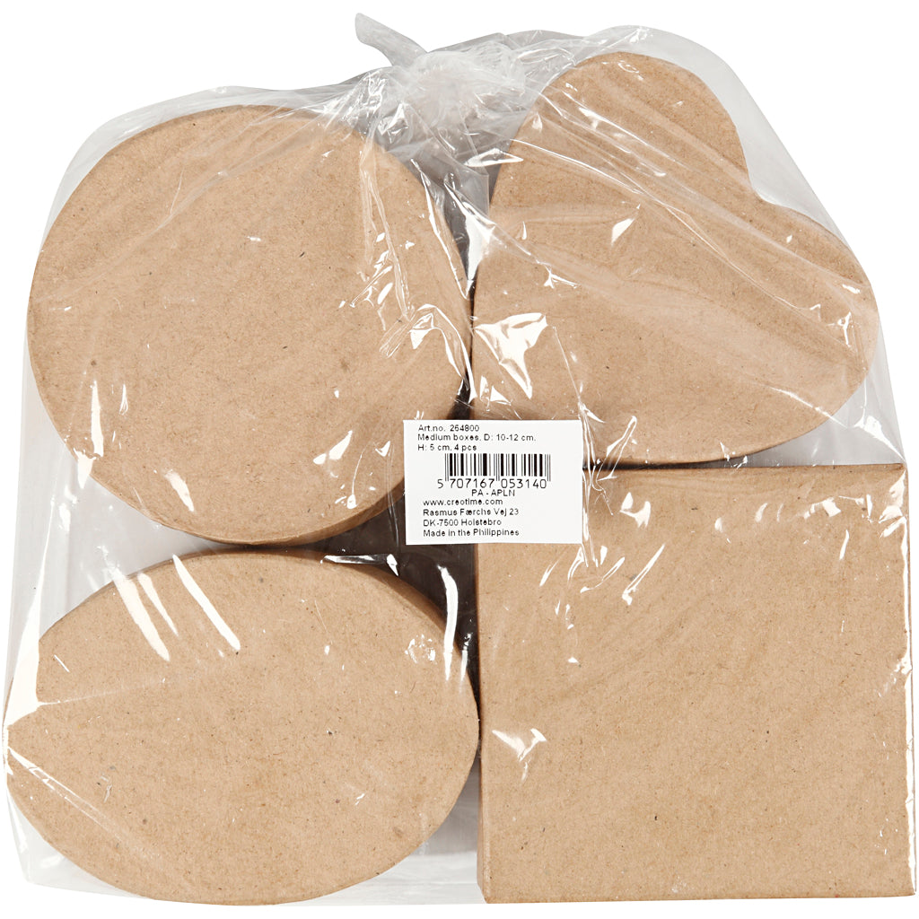 Mittelgroße Schachteln, H 5 cm, D 10-12 cm, 4 Stk/ 1 Pck [HOB-264800]