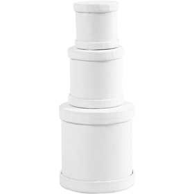 Trommel-Dosen, H 4+5+7 cm, D 4+5+6,5 cm, Weiß, 1 Set [HOB-26803]