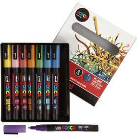 Posca Marker , Nr. PC-3ML, Strichstärke 0,9-1,3 mm, Glitter-Farben, 8 Stk/ 1 Pck [HOB-274899]