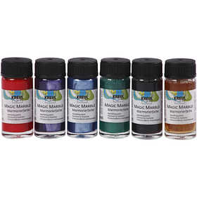 Magic Marble Marmorierfarbe, Metallic-Farben, 6x20 ml/ 1 Pck [HOB-30197]