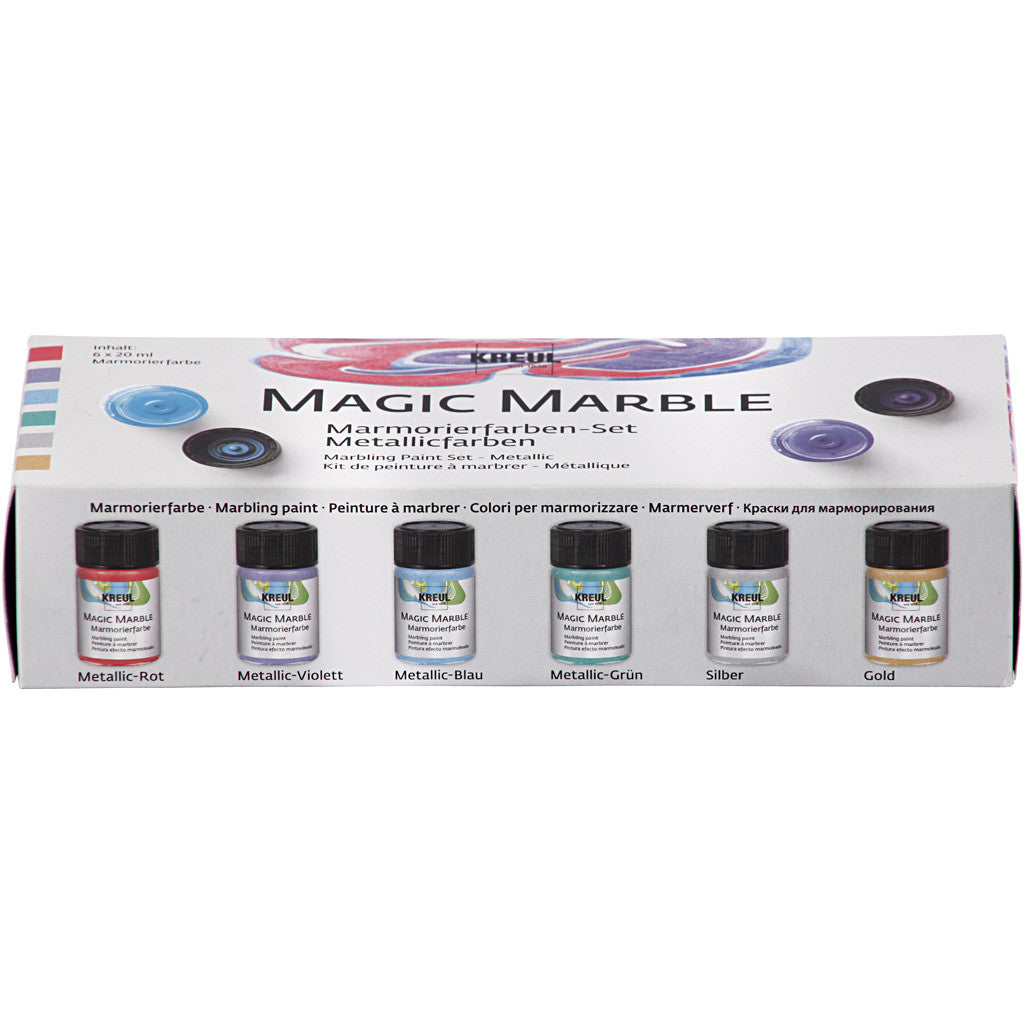 Magic Marble Marmorierfarbe, Metallic-Farben, 6x20 ml/ 1 Pck [HOB-30197]